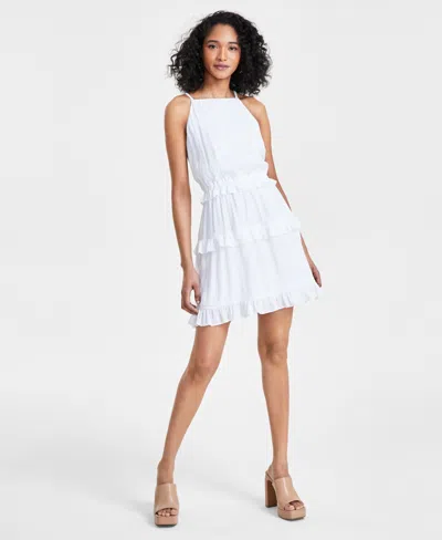 Bar Iii Women's Ruffled Sleeveless Mini Dress, Created For Macy's In Bright White