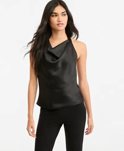 Bar Iii Women's Satin Halter Open-back Top, Macy's Exclusive In Animal Print