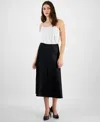 Bar Iii Women's Gold-tone-button Slit-back Midi Skirt, Exclusively At Macy's In Black