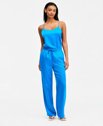 Bar Iii Women's Satin Pull-on Pants, Macy's Exclusive In Blue