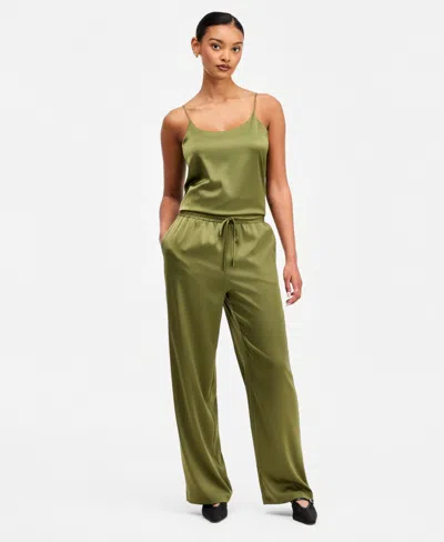 Bar Iii Women's Satin Pull-on Pants, Macy's Exclusive In Green