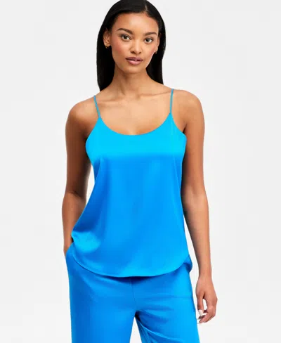 Bar Iii Women's Satin Scoop-neck Cami, Macy's Exclusive In Blue