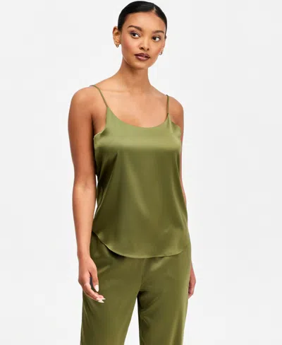 Bar Iii Women's Satin Scoop-neck Cami, Macy's Exclusive In Green