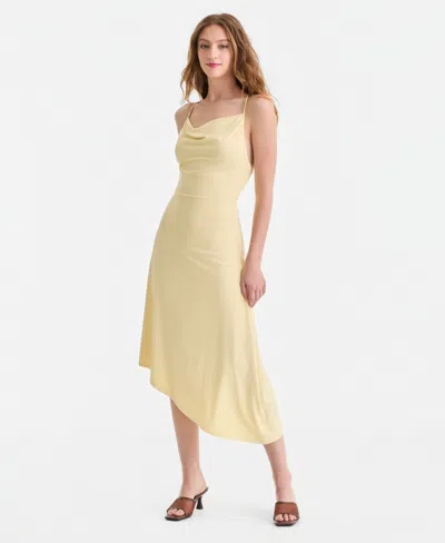 Bar Iii Women's Second Skin Asymmetric-hem Slip Dress, Macy's Exclusive In White