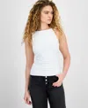 Bar Iii Women's Second Skin Ruched Tank Top In White