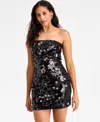 Bar Iii Women's Sequin & Paillette Strapless Mini Dress, Macy's Exclusive In Black