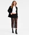 Bar Iii Women's Sheer Lace Midi Skirt, Macy's Exclusive In Black