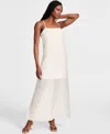 Bar Iii Women's Sheer Overlay Maxi Dress, Exclusively At Macy's In Alabaster Gleam