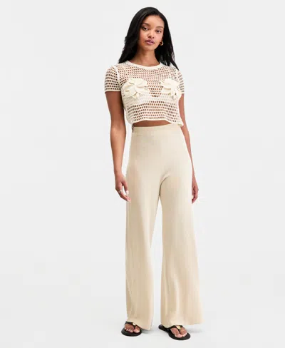 Bar Iii Women's Shimmer Knit Pull-on Pants, Macy's Exclusive In Neutral