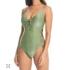 Bar Iii Women's Shimmer Lace-up One-piece Swimsuit, Created For Macy's In Green
