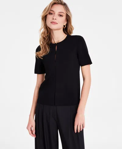 Bar Iii Women's Short-sleeve Cardigan, Exclusively At Macy's In Black