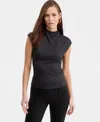 Bar Iii Women's Short-sleeve Side-ruched Top, Macy's Exclusive In Black