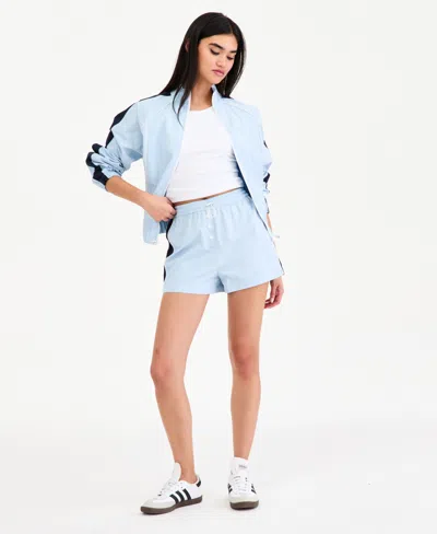 Bar Iii Women's Side-striped Track Shorts, Macy's Exclusive In Blue