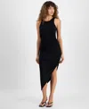 Bar Iii Women's Sleeveless Asymmetric Midi Dress, Exclusively At Macy's In Deep Black