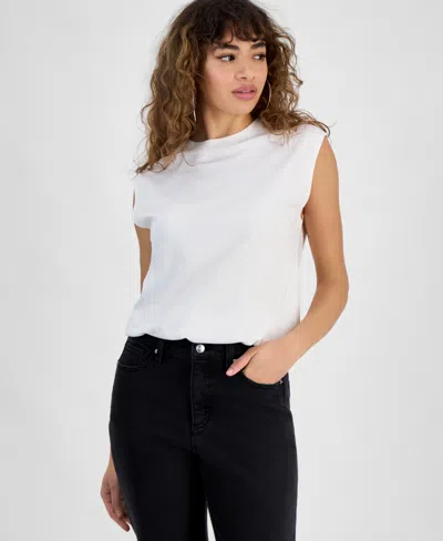 Bar Iii Women's Sleeveless Blouson Tee, Exclusively At Macy's In Crema