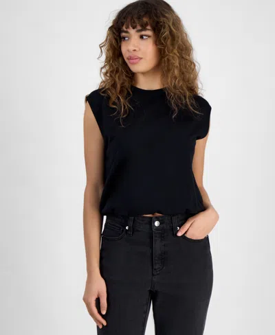 Bar Iii Women's Sleeveless Blouson Tee, Exclusively At Macy's In Deep Black
