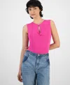 Bar Iii Women's Sleeveless Cutout Ribbed Bodysuit, Exclusively At Macy's In Pinkadelic