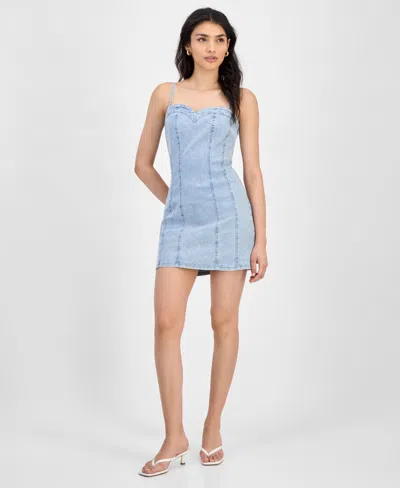 Bar Iii Women's Sleeveless Denim Corset Dress, Exclusively At Macy's