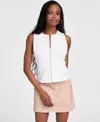 Bar Iii Women's Sleeveless Dual-zipper Ponte Top, Exclusively At Macy's In White