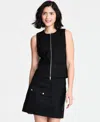 Bar Iii Women's Sleeveless Dual-zipper Ponte Top, Exclusively At Macy's In Deep Black