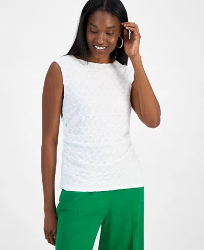Bar Iii Women's Sleeveless Honeycomb Top, Exclusively At Macy's In Blanc