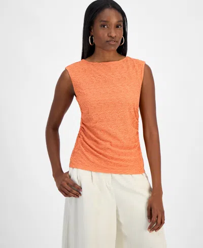 Bar Iii Women's Sleeveless Honeycomb Top, Exclusively At Macy's In Terra Clay