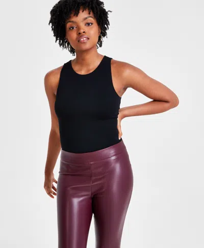 Bar Iii Women's Sleeveless Jersey Bodysuit, Created For Macy's In Deep Black