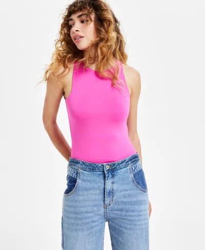 Bar Iii Women's Sleeveless Jersey Bodysuit, Created For Macy's In Pinkadelic
