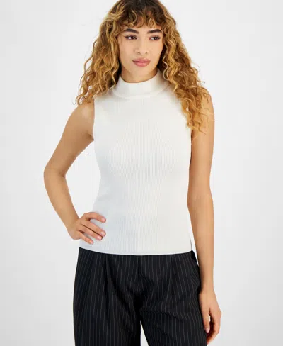 Bar Iii Women's Sleeveless Mock Neck Top, Created For Macy's In Bar White