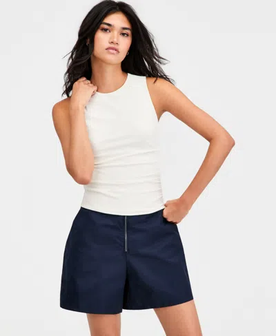 Bar Iii Women's Sleeveless Ruched Top, Macy's Exclusive In White