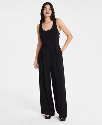 Bar Iii Women's Sleeveless Seamed-bodice Jumpsuit, Created For Macy's In Deep Black