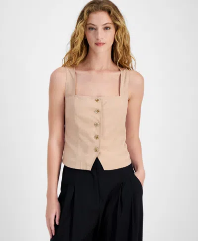 Bar Iii Women's Sleeveless Square-neck Vest, Exclusively At Macy's In Latte Cafe
