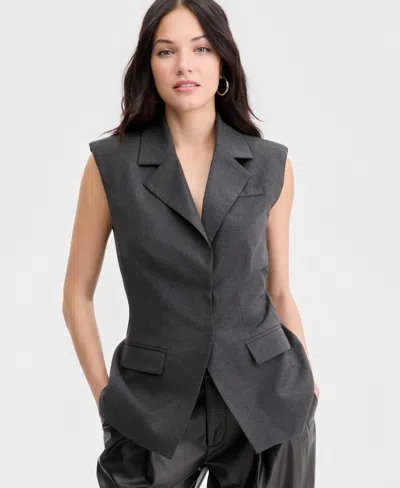 Bar Iii Women's Sleeveless Structured Vest, Macy's Exclusive In Gray