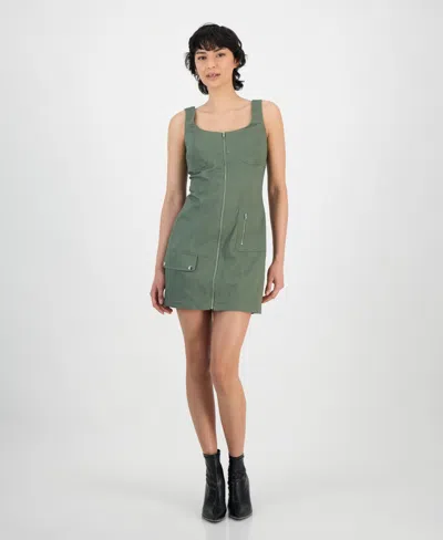 Bar Iii Women's Sleeveless Sweetheart Cargo Mini Dress, Exclusively At Macy's In Dusty Olive
