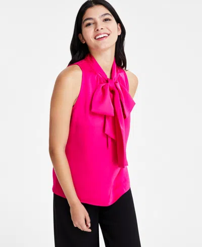 Bar Iii Women's Sleeveless Tie-neck Blouse, Created For Macy's In Sunset Rose