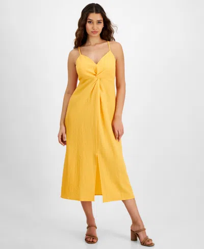 Bar Iii Women's Sleeveless Twist-front Midi Dress, Created For Macy's In Blazing Orange