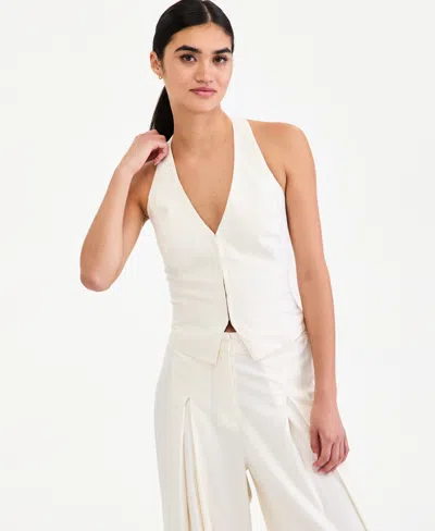 Bar Iii Women's Smocked-back Vest, Macy's Exclusive In White