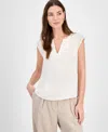 Bar Iii Women's Split-neck Sleeveless Top, Exclusively At Macy's In White