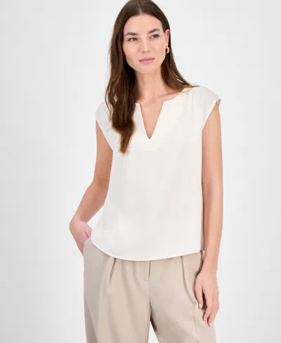 Bar Iii Women's Split-neck Sleeveless Top, Exclusively At Macy's In Bar White