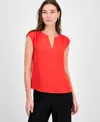 Bar Iii Women's Split-neck Sleeveless Top, Exclusively At Macy's In Bisou Red