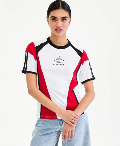Bar Iii Women's Sporty Colorblocked T-shirt, Macy's Exclusive In White