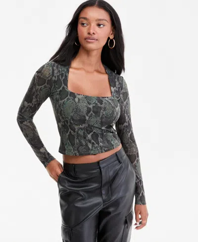 Bar Iii Women's Square-neck Cropped Top, Macy's Exclusive In Multi