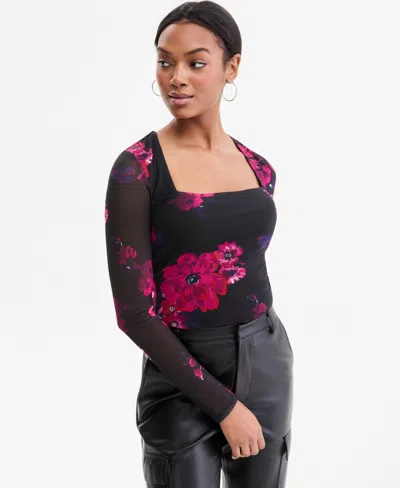 Bar Iii Women's Square-neck Cropped Top, Macy's Exclusive In Multi