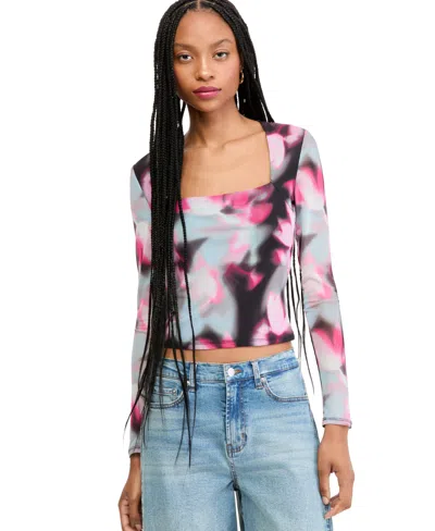 Bar Iii Women's Square-neck Cropped Top, Macy's Exclusive In Night Lill