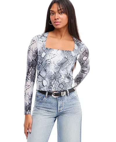 Bar Iii Women's Square-neck Cropped Top, Macy's Exclusive In Snake