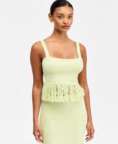 Bar Iii Women's Square-neck Fringe-trim Tank Top, Macy's Exclusive In Multi