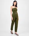 Bar Iii Women's Strapless Belted Utility Jumpsuit, Exclusively At Macy's In Green