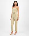 Bar Iii Women's Strapless Belted Utility Jumpsuit, Exclusively At Macy's In Neutral