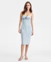 Bar Iii Women's Strapless Denim Dress, Macy's Exclusive In Blue