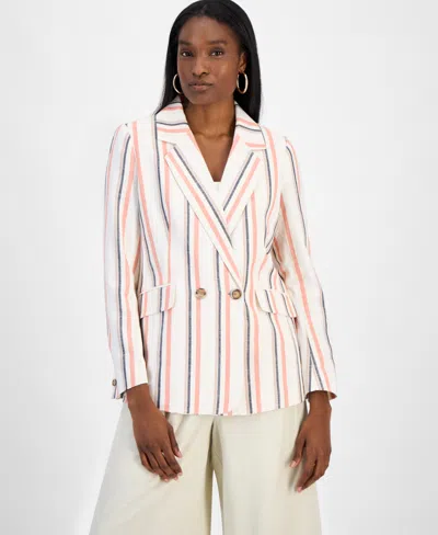 Bar Iii Women's Striped One-button Blazer, Exclusively At Macy's In Terra Clay Multi